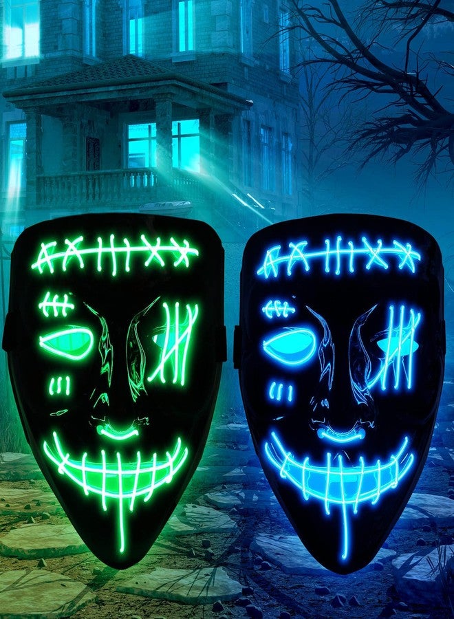 GAOMON 2PACK Halloween Led Mask Light Up Scary Mask Purge Mask with 3 Lighting Modes for Halloween Cosplay Costume. - Image 2